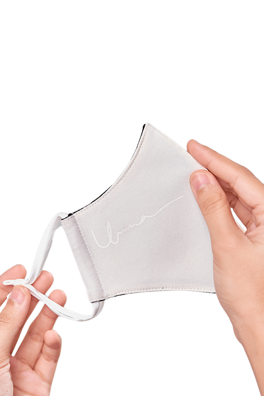 Crepe Face Mask with Ear Loop in Off White Crepe Face Mask with Ear Loop in Off White