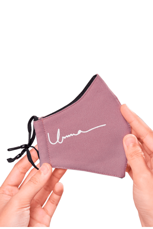 Crepe Face Mask with Ear Loop in Light Mauve Crepe Face Mask with Ear Loop in Light Mauve