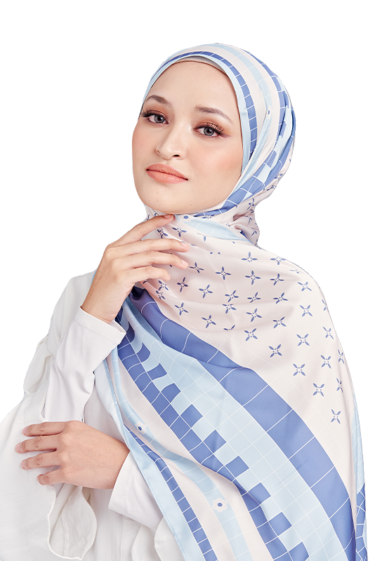Mozayk Printed Scarf in Agora Blue Mozayk Printed Scarf in Agora Blue