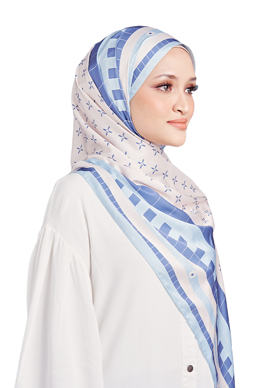 Mozayk Printed Scarf in Agora Blue Mozayk Printed Scarf in Agora Blue